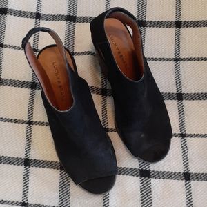 Lucky Brand Open Toed Heeled Booties